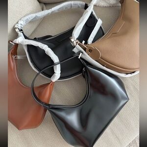 Elegant Leather Black and Brown Women's Handbag